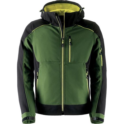 giacca da lavoro softshell dynamic verde/nero, tg xl - kapriol