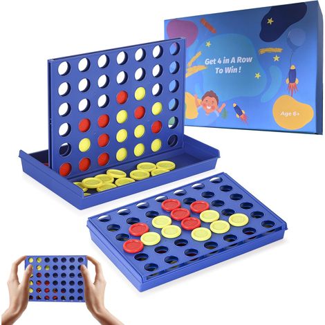 Jeu de Puissance 4 compact pour les voyages, avec plateau portable de 17,8 x 12,2 cm. Stratégie classique pour adultes et enfants, idéal pour les trajets en voiture et les moments de détente en famill (1/5)