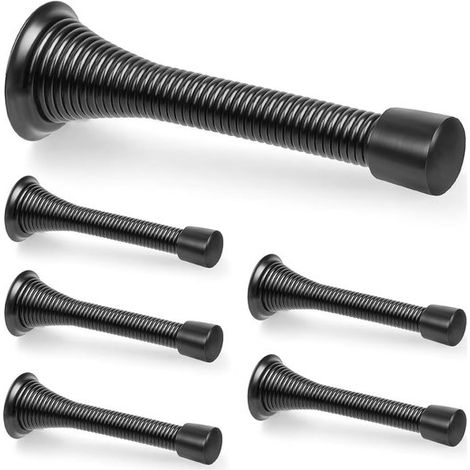 Set mit 6 schwarzen Türstoppern mit Feder, 8,3 cm lang, robust und langlebig, zur Wandmontage geeignet, mit Gummispitzen zum Schutz der Wandoberfläche (schwarz, 6 Stück). (1/5)