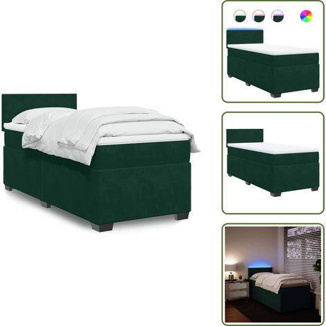 Letto a molle - vidaXL Giroletto a Molle con Materasso Verde Scuro 90x200 cm Velluto - Letto con testiera