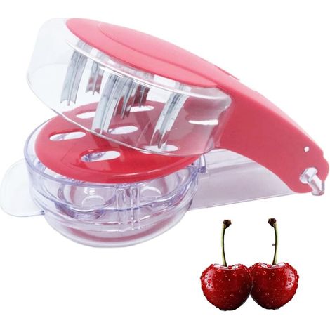 Snocciolatore per ciliegie, snocciolatore per ciliegie con asta e contenitore in acciaio inox, estrattore di semi di ciliegia, spremiagrumi con impugnatura facile per ciliegie, olive, datteri (1/4)