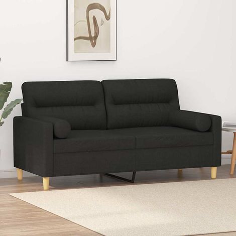 vidaXL Divano a 2 Posti con Cuscini Nero 140 cm in Tessuto (1/5)