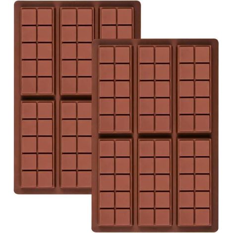 Moule Tablette de Chocolat,moule silicone chocolat,Moule Silicone de 6 Cavités,Sans BPA,pour Faire du Chocolat,Fondant,Gelée,2p (1/4)