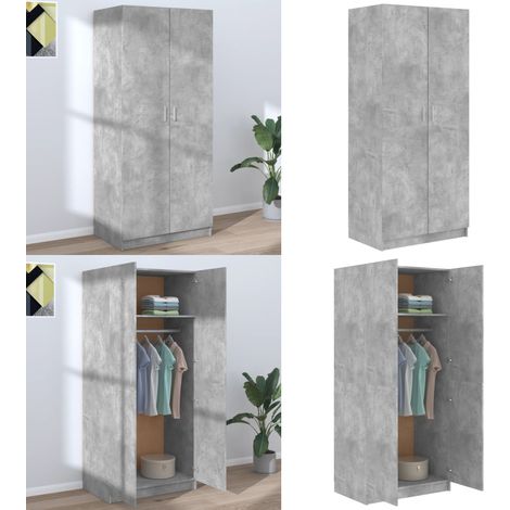 Garde-robe Gris béton 80x52x180 cm Bois d’ingénierie - Garderobe - Armoire - Meuble Rangement - Dressing - Placard - Home & Living (1/5)
