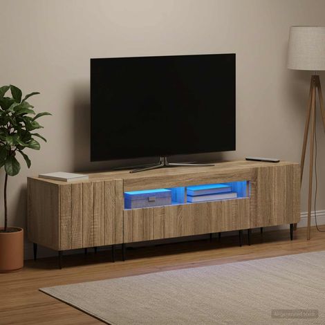 vidaXL Conjunto de 3 Muebles para TV con LED ZWOLLE Roble Sonoma (1/5)