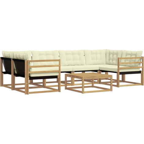 Set di divani da esterno 7 pcs Bianco e Crema 79 x 79 x 37 cm vidaXL