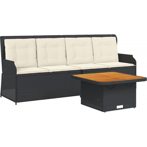 Maison Exclusive - 3-tlg. Garten-Lounge-Set mit Kissen Schwarz Po