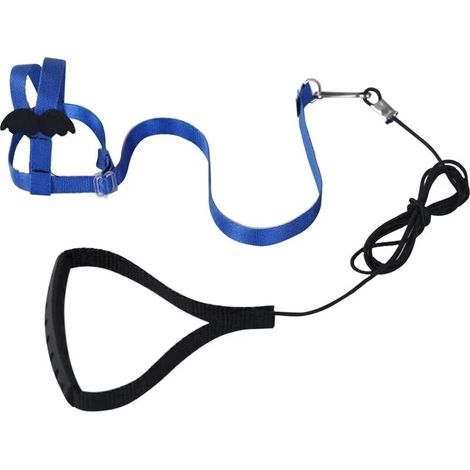 1 Stück (blau) verstellbares Papageiengeschirr, Haustierleine, Anti-Biss-Seil, elastisches Band, geeignet für Vögel, Sittiche, Pfingstrosenpapageien, Pazifikpapageien, MUMU (1/4)