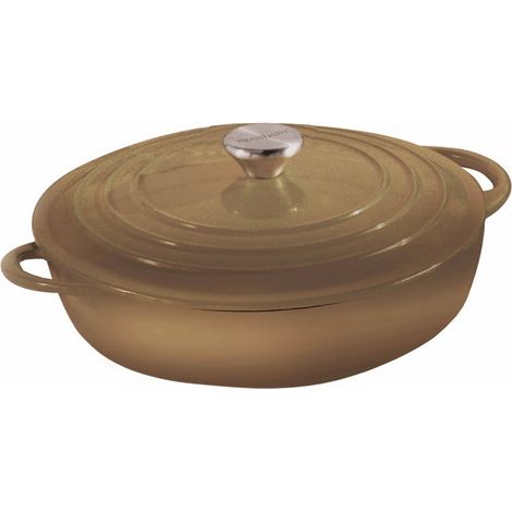 Brandani cocotte bassa tortora ghisa smaltata induzione 30 cm 5 lt (1/3)