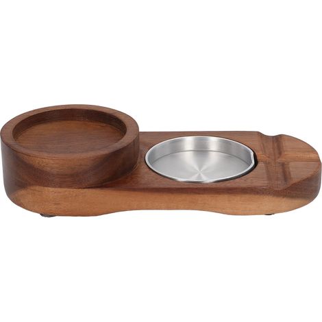 Cendrier en bois rétro détachable ovale, porte-cigare et dessous de verre 2 en 1, plateau à whisky élégant pour bar maison bureau. (1/5)