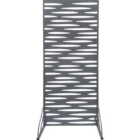 Set 2 Pezzi Pannello Decorativo Frangivista Verdemax Ornamentale o Divisorio 80x180 cm con Basi di Appoggio in Metallo Grigio (1/3)