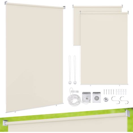 Randaco Senkrechtmarkise 180x140 cm Balkonrollo Beige UV Schutz Sonnenschutz Sichtschutz wasserdicht wetterfest Balkon Terrasse