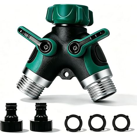 2-Wege-Wasserverteiler, Schlauchverteiler, einstellbarer Wasserdurchfluss (1/5)