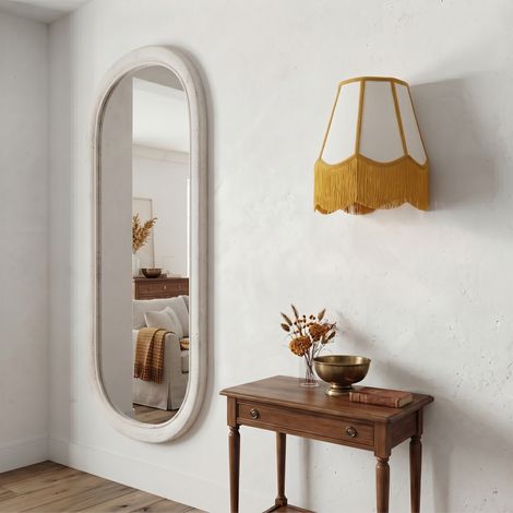 Aplique de Pared Blanco y Mostaza con Flecos  Serie YARA II (1/5)