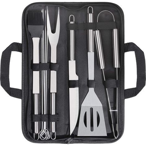 Ustensiles Barbecue, 9 Pièces Kit Barbecue Acier Inoxydable, Kit Barbecue Outil de Barbecue en Acier Inoxydable Ustensiles de Barbecue pour Grillades, Acier Inoxydable Outil de Barbecue (1/5)
