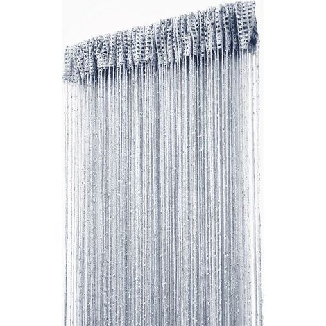 Rideau décoratif à Franges pour Porte, fenêtre, séparateur de pièce, 100 x 200 cm (argent18) (1/5)