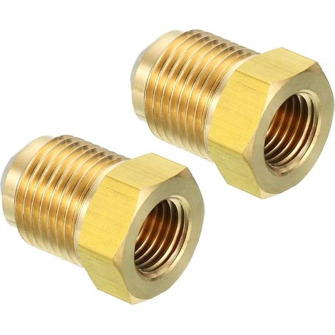 Connecteur Évasé Femelle 1/4" x 1/2" Mâle, Adaptateur en Laiton SAE à 45 Degrés, Raccord de Tuyau pour Conduite Gaz d'Air, Réfrigération, CVC - 1/4 Inch Female Flare 3/8 Male (1/5)