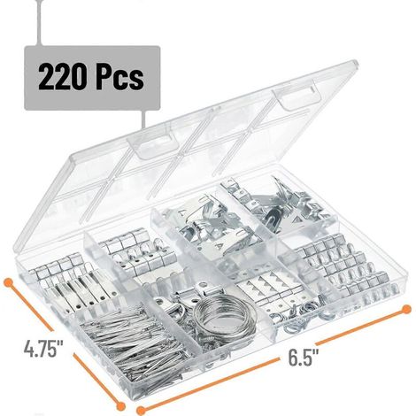 Kit de fixation pour tableaux (221 pièces) : crochets, clous et accessoires pour cadres.-AquaForge (1/4)