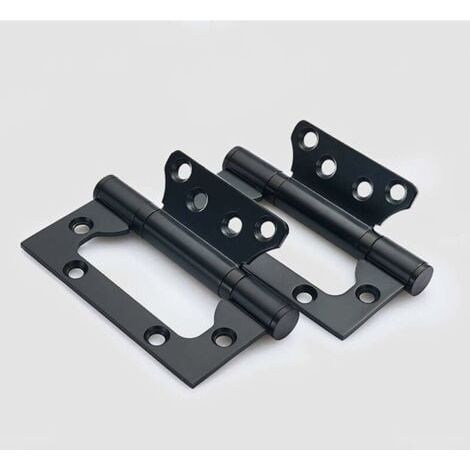 Ensemble de 2 charnières de porte en acier inoxydable, charnières de porte rectangulaires de 4 pouces, 100mm, noires (1/5)