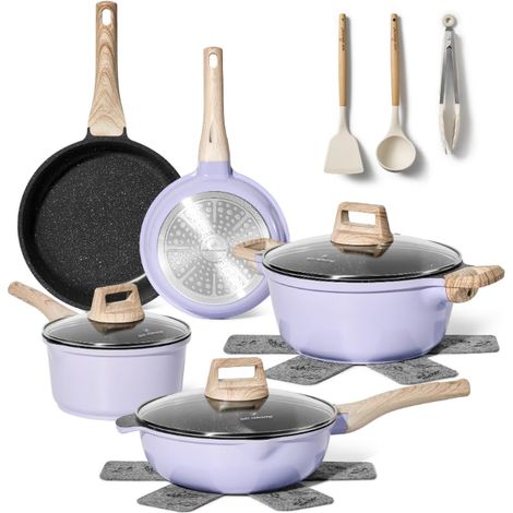 Batterie de Cuisine 13 Pièces Effet Granit JL-34, Violet (1/5)