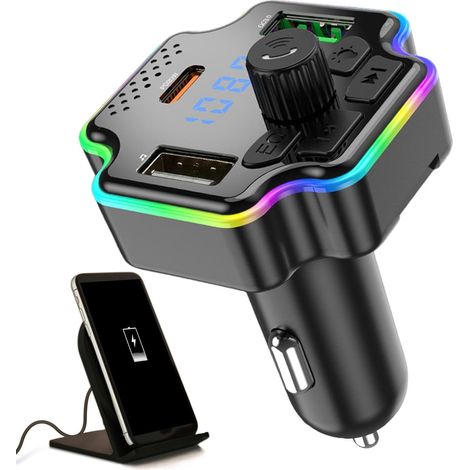 Émetteur FM pour voiture, lecteur de musique pour voiture - Émetteur FM USB pour voiture  Adaptateur audio pour autoradio, émetteur FM Plug-and-Play pour appels et lecture (1/5)