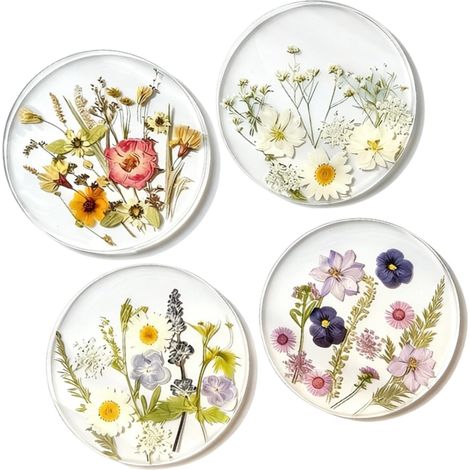 Lot de 4 dessous de verre ronds antidérapants en acrylique pour décoration de table de mariage (1/5)