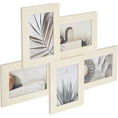 Pêle-Mêle 5 Photos Effet Travertin "Anaya" 48cm Beige