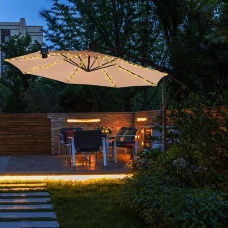 Lampe solaire pour parasol de jardin, 8 modes d'éclairage extérieur, clip pour panneau solaire 3 V, 112 LED, étanche (lumière blanche chaude) (1/4)