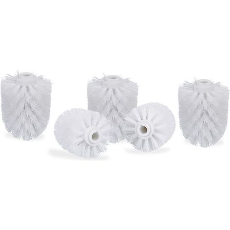 Tête de Rechange pour Brosse WC Lot de 5 Orifice intérieur 12 mm Diamètre 8 cm, Blanc (1/5)