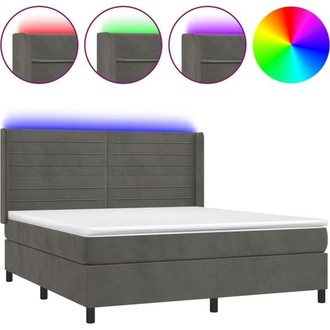 Maison Exclusive - Boxspringbett mit Matratze & LED Dunkelgrau 18