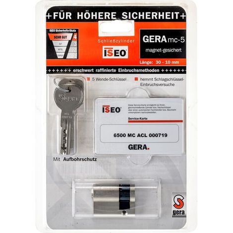 ISEO Schließzylinder Gera Mc-5 magnet-gesichert, Länge = 30-10, mit 5 Schlüsseln