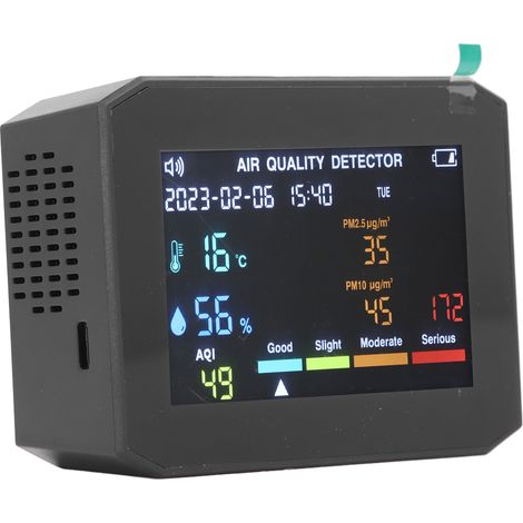 Capteur qualité de l'air PM2.5 PM10 HCHO TVOC CO2 température humidité écran LCD analyseur d'air multifonction (1/5)