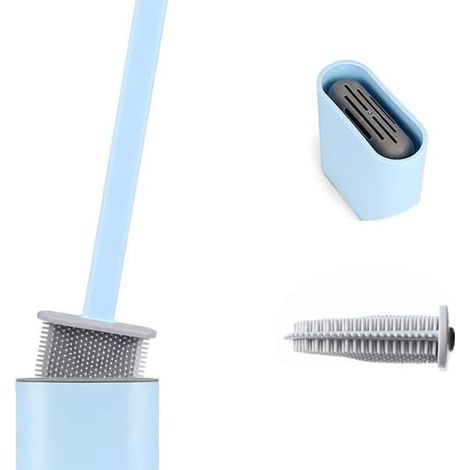 Brosse de toilettes en silicone avec support à séchage rapide, balai de WC design pour salle de bain (1/4)