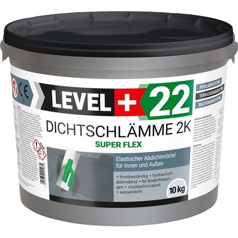 LEVEL+ Dichtschlämme Abdichtmörtel 2K Flex Pool Terrasse L+22 - 10KG