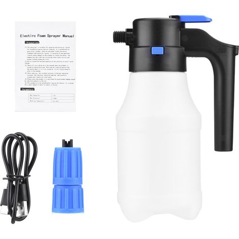Elektrischer Schaumsprüher, 1,5-Liter-Pumpe, wiederaufladbar, für Autowäsche, automatisch, unter Druck, 75°-Sprühwinkel, tragbar für Garten und Haushalt (1/5)