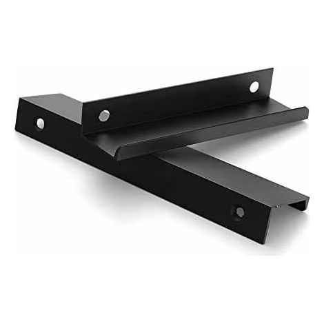 Lot de 2 poignées de meubles noires - Poignée invisible pour meubles de cuisine Profilé aluminium entraxe 150 mm avec vis