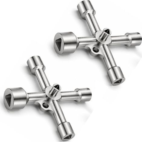 2 Pièces Clé Triangulaire 4 Voies, Clé Triangle 5 Tailles Diamètre Intérieur 5 mm/8 mm/9 mm/10 mm/13 mm, clef triangle Universelle pour Compteurs, Armoires Techniques, Gaz, Eau et Électricité (1/5)