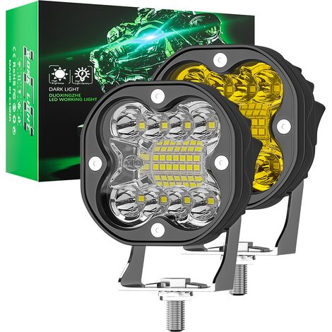 Phare de Travail LED Cube 3 Pouces 22 LED 17W 1700LM Double Couleur Blanc Jaune Faisceau Mixte IP67 DC 9-80V pour Jeep Wrangler 4x4 Camion Chariot Élévateur Moto Bateau(4pcs) (1/5)