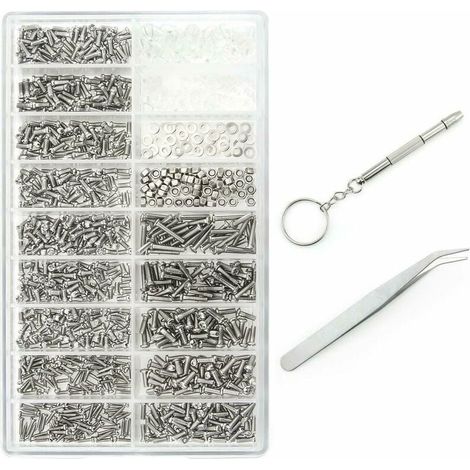 ZVD 1000 Kits de Réparation de Lunettes à Vis Micro, avec un Brucs et un Tournevis, pour Lunettes, Lunettes de , Montres (1/4)