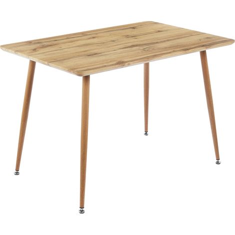 Esstisch Schweizer Kante Holz Wildeiche-Optik 115 x 75 4-Fuß-Gestell Metall eiche TRONDHEIM (1/5)