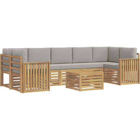 vidaXL Ensemble de canapés d'extérieur 8 pc Blanc et gris clair