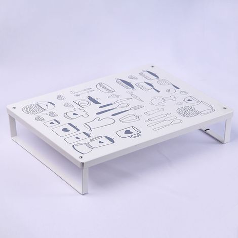 Support de cuisinière à induction, étagère de base élégante et simple pour couvrir la gazinière de cuisine en blanc