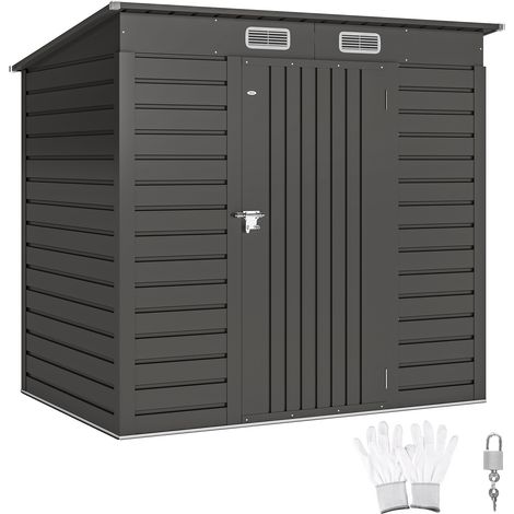 2,3 m² großer Gartenschuppen aus Stahl, abschließbarer Geräteschuppen, Abmessungen 191 x 130 x 166,5-183 cm, sicherer Aufbewahrungsort im Freien.