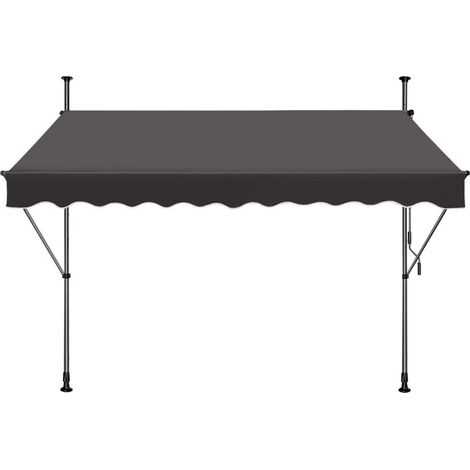 Markisen Klemmmarkise Balkonmarkise, Einziehbar Balkon-Sichtschutz Balkonbespannung Witterungsbeständig und Wasserabweisend(Dunkelgrau  250120cm) NAIZY