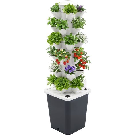 Système de culture hydroponique - Tour de jardin hydroponique 30 bacs pour herbes, fruits et légumes d’intérieur, kit de culture aéroponique avec pompe hydratante et réservoir d’eau mobile (1/5)