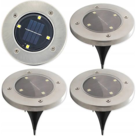 Cuatro luces LED solares para jardín, de 13,5 cm de altura cada una, que emiten luz blanca fría. (1/5)