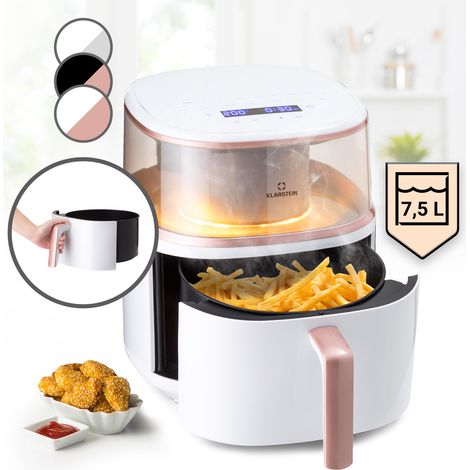 Klarstein Heißluftfriteuse, XL Air Fryer zum Frittieren, Friteuse mit Dampffunktion, Temperaturwahl und 16 Programme, Airfryer zum Luftfritieren, Heißluftfriteuse ohne Öl 1500 W, 7,5 Liter (1/5)