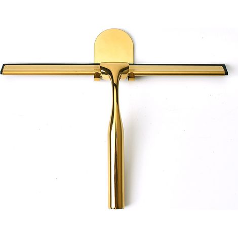 Raclette de douche en acier inoxydable avec poignée antidérapante pour salle de bain, miroir de porte avec crochet pour nettoyage des vitres de voiture - Doré