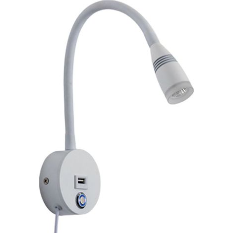Applique murale de lecture avec port de chargement USB, variateur tactile et entrée LED blanc chaud. (1/5)