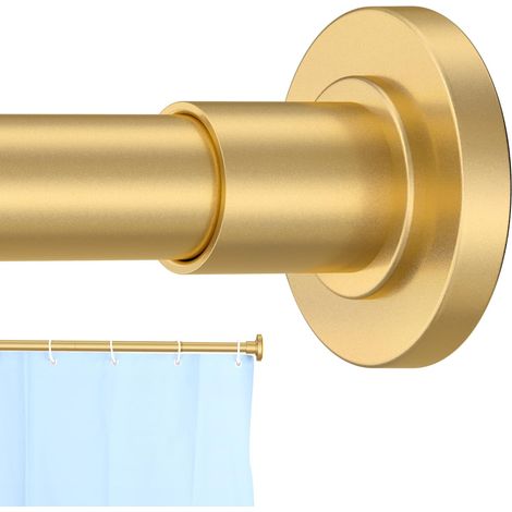 Tringle à rideau de douche de 78,7 à 203,2 cm, diamètre réglable, tension à ressort doré, en acier inoxydable, facile à installer, ne rouille pas (1/5)